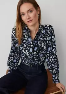 Ann Taylor Women's Black Multi Floral Collared Button Front Shirt Blouse XXL - Picture 1 of 7