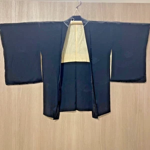 Hermoso kimono japonés Haori yukata negro usado kimono altura 33,07 pulgadas - Imagen 1 de 14