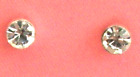 Silver tone mount, clear sparkle 0.4 cm diameter, studs, pierced