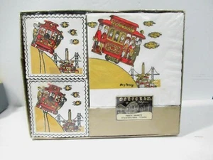 POWELL STREET CABLE CAR SAN FRANCISCO MONOGRAM PARTY SMART NAPKINS COASTERS NIP - Picture 1 of 5