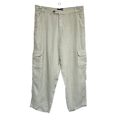 Pantalones capri cargo de lino Rachel Roy para mujer L verdes bolsillos ligeros Lagenlook Foto 1 de 4