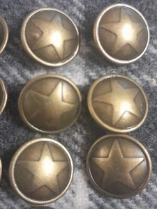 15mm Fancy Embossed 5 Point Metal Gold Buttons 6pcs - Picture 1 of 6