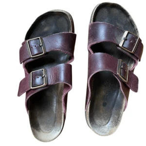 Sandali Birkenstock Arizona fibbia grande bordeaux 40 pelle invecchiata comodi - Foto 1 di 6