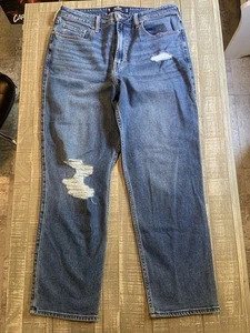 Pantalones de mezclilla Hollister de tiro ultra alto vintage rectos azules para mujer talla 15 W32 L29 - Imagen 1 de 5