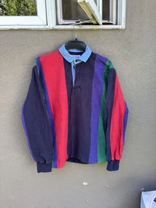 Camisa de Rugby Lands End Vintage Talla Grande a Rayas Hecha en EE. UU. - Imagen 1 de 10