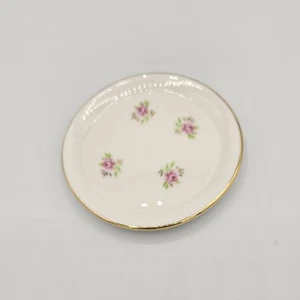 Mini Small Dainty 3 inch Floral Plate Tea Bag Rest Tea Set Plate Pink Roses - Picture 1 of 3