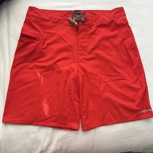 Patagonia Board Shorts Mens Red Swim Trunks Beach Pocket Sz 34 - Picture 1 of 8