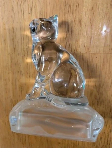 Vintage Crystal D'Arques Bleikristall Klarglas Katze auf mattiertem Kissen Figur - Bild 1 von 12