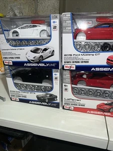maisto assembly line 1:24 Lot Of 4 Cars Mustang Dodge Lamborghini Ferrari - Picture 1 of 9