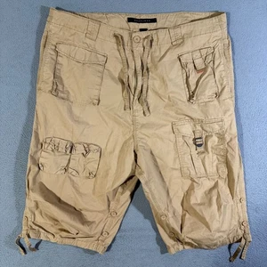 Sean John Mens Cargo Shorts Khaki Tan Drawstring Multi Pocket Size 42T - Picture 1 of 7