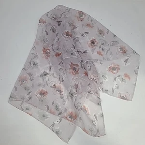 20x26 Rechteck Transparent Blumen Schal Kopftuch Rosig Rosa Blumen - Bild 1 von 6