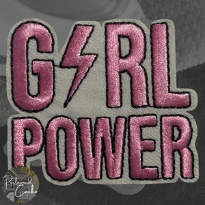 Girl Power Lighting Bolzen Bügelbild Patch bestickt Handarbeit Applikation - Bild 1 von 2