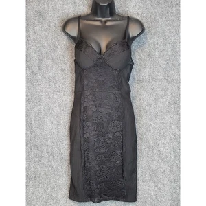 Chocolate USA Black Lace Corset Dress Sleeveless Bodycon Party Cocktail - Picture 1 of 8