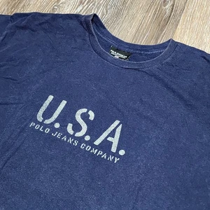 Vintage Ralph Lauren Hemd Herren Large Blau USA Flagge Polo Jeans Made in USA 90s - Bild 1 von 7