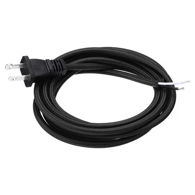 Cable de lámpara cubierto de tela de 8 pies 18/2 con enchufe cable eléctrico con extremos pelados Foto 1 de 4