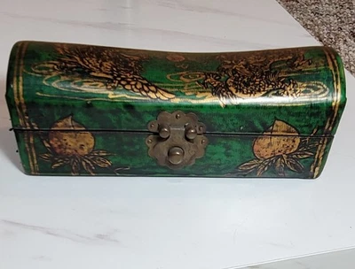 中国古董木盒纸 Mache 带龙凤凰 — 第 1/4 张图片