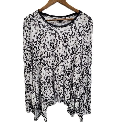 Dobladillo pañuelo manga larga Simply Vera Wang para mujer M abstracto negro blanco Foto 1 de 4