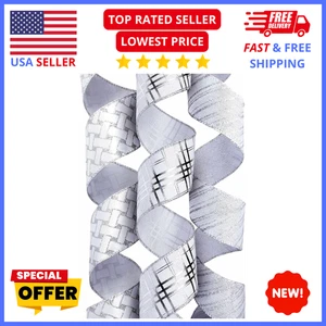 Silver Wired Ribbon 2.5" x 36yd – Sheer Glitter Organza Rolls for Gift & Decor - Picture 1 of 8