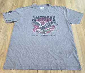 Diesel Power Gear "American Pride" T-Shirt Mens Sz 2XL, Gray W/Logo, Lightweight - Picture 1 of 8
