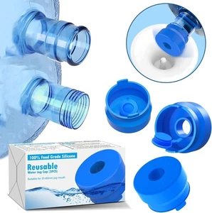 Tapas de silicona reutilizables para jarra de agua de 3 piezas para botellas de 3 y 5 galones 55 mm sin fugas - Imagen 1 de 7
