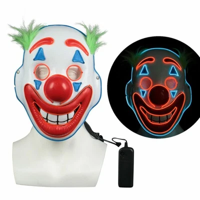Cosplay DC Joker Arthur Fleck LED Mask Clown Masquerade Mask Halloween Prop New - Image 1 of 4