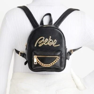 Новый с Ярлыками Bebe Gianna черный и золотой мини рюкзак  - Изображение 1 из 4