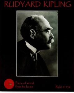 RARO! Pieza de madera de su casa "Rudyard Kipling" certificado de autenticidad - Imagen 1 de 2