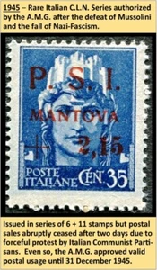 PSI MANTOVA 35c Italy - FIRST CITY ISSUE after FALL OF FASCISM, MNH/OG 1945 /587 - Picture 1 of 23