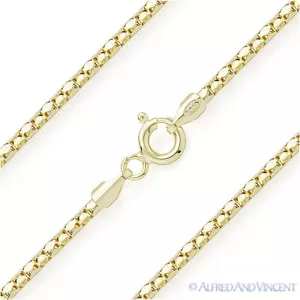 Collana catena specchio placcata oro giallo 14k argento sterling Coreana Link 1,8 mm - Foto 1 di 2