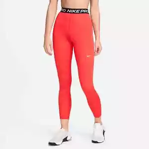 Nuovi leggings Nike Pro Dri-Fit donna rossi allenamento elasticizzati aderenti nuovi con etichette prezzo al dettaglio consigliato dal produttore $55 - Foto 1 di 7