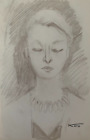 Le Peintre Japonais Hajime Kato (1925-2000) Portrait De Femme 1960 (345)