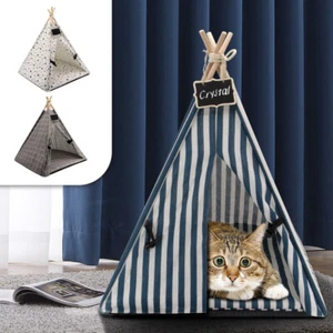 Pet Tent Dog Cat Nest House with Soft Cushion Foldable Teepee Portable Washable - Picture 1 of 15