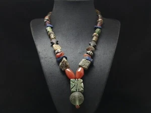 Antiguo Collar de Cuentas de Hilo Asiático Romano Vidrio Surtido Piedra Multicolor 77,8 g - Imagen 1 de 24