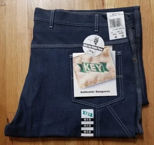 NWT Key Authentic Dungaree Mens 46 X 32" Carpenter Dark Wash Blue  Jeans 402-41 - Picture 1 of 8