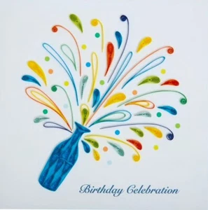Papyrus NIQUEA.D Quilling Quilled Champagne Birthday Celebration Greeting Card - Picture 1 of 2