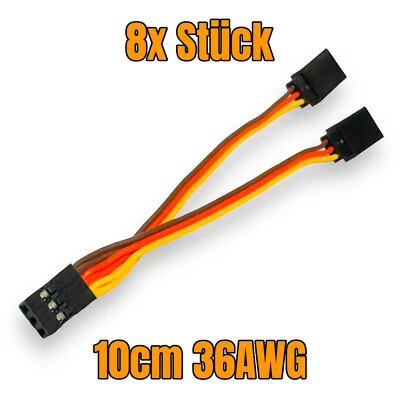 8x Stück 10cm JR Graupner Futaba Servo Y-Kabel Verlängerung Verteiler V Y Kabel - Bild 1 von 4