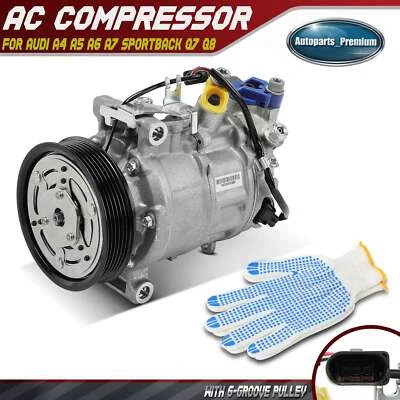 Compresor de aire acondicionado con polea de 6 ranuras para Audi A4 A5 A6 Allroad A7 Sportback Q7 Q8 Foto 1 de 4