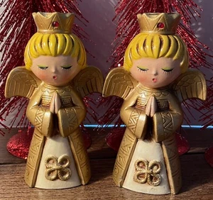 Vintage Pair of Ardco “Fine Quality Dallas” Angel Candleholders Christmas JAPAN - Picture 1 of 7