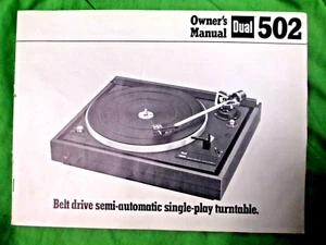 MANUAL DEL PROPIETARIO TOCADISCOS DUAL CS 502 FOTO COPIA DEL MANUAL ORIGINAL - Imagen 1 de 2