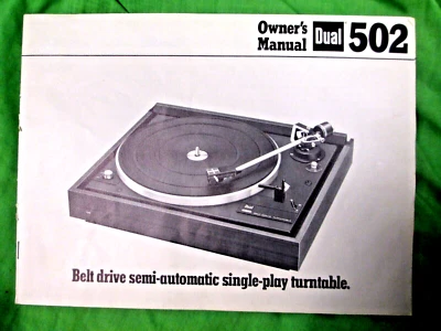 MANUAL DEL PROPIETARIO TOCADISCOS DUAL CS 502 FOTO COPIA DEL MANUAL ORIGINAL Foto 1 de 2