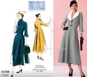 Abito Vogue V1738 motivo da cucito Misses anni '40 ristampa circa 1948 nuovo - Foto 1 di 9