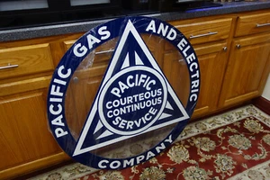 PG&E-PACIFIC POWER & ELECTRIC 12" DIE CUT HEAVY-STEEL MEDALLION SIGN - Picture 1 of 7