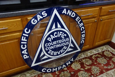 PG&E-PACIFIC POWER & ELECTRIC 12" DIE CUT HEAVY-STEEL MEDALLION SIGN - Image 1 of 4