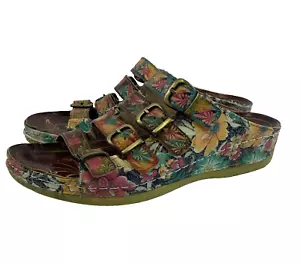 Spring Step L'Artiste Dandi Floral Multicolored Buckle Straps Slip On Women 40 9 - Picture 1 of 16