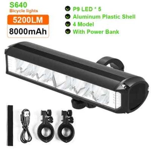 Bicycle Light 8000mAh Bike Light Front Rechargeable LED Flashlight Headlight New - Picture 1 of 16