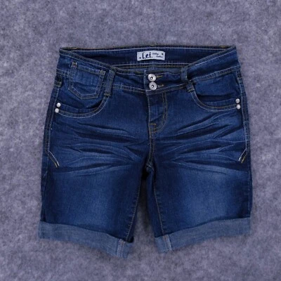 LEI Shorts Womens 3 Reg Juniors Ashley Low Rise Denim Med Wash Fade Cuffed - Image 1 of 4
