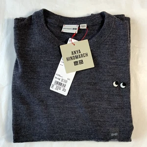 UNIQLO X ANYA HINDMARCH KIDS 100% Merino Crew Neck Jumper 👀 Grey - 11-12 Years - Picture 1 of 8