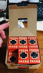 Vintage Cross Tacks Blued Cut Tacks #6 Advertizing Box Display Case of 11 Boxes