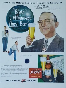 1949 vintage Blatz print ad. Milwaukee's finest beer, with Hank marino - Picture 1 of 1