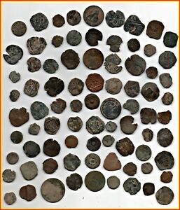 17TH CENTURY LARGE LOT OF OLD 81 COINS OF LOW QUALITY